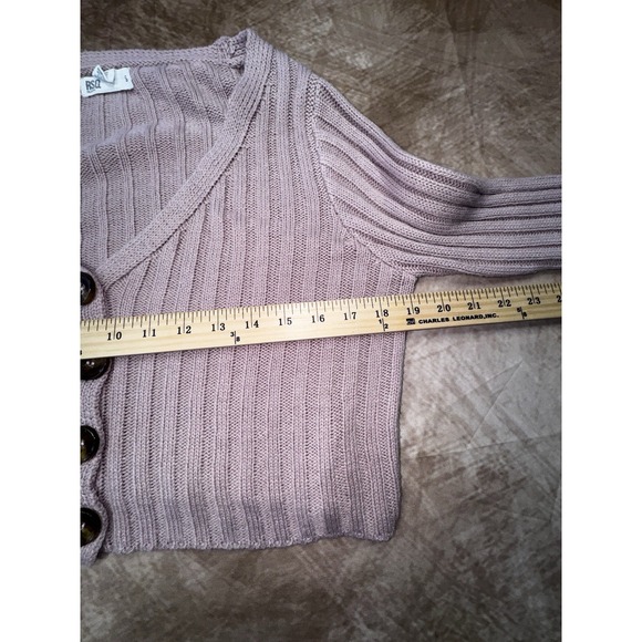 RSQ Wide Rib Womens Lavender Crop Cardigan Sweater Small - Picture 7 of 9